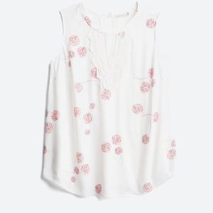 Never worn tank top, white with pink flowers